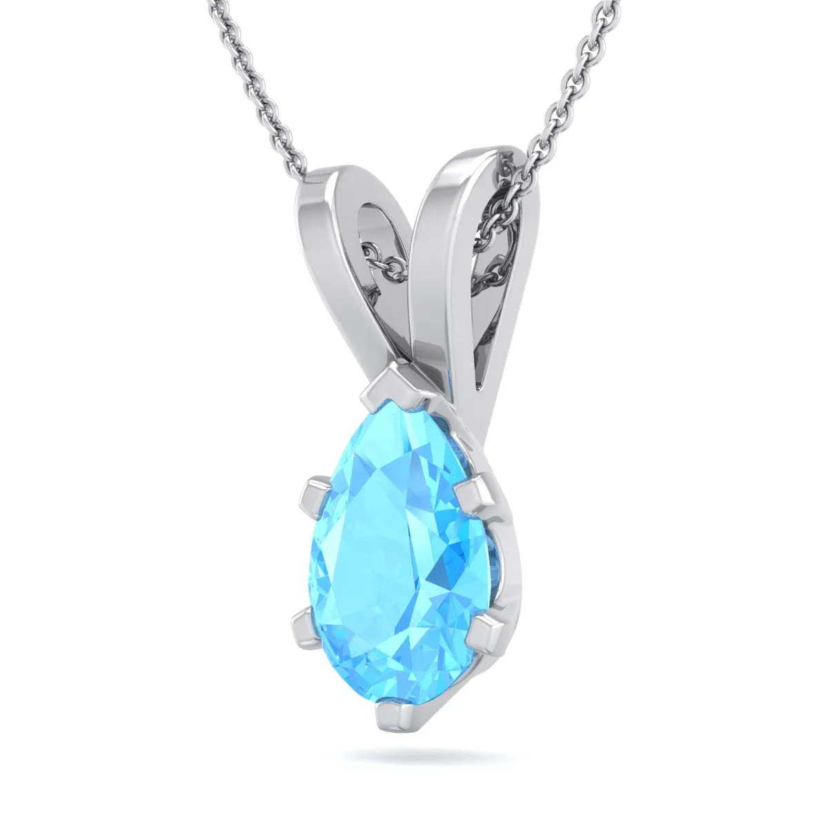 1 Carat Pear Shape Topaz Necklace In Sterling Silver, 18 Inches