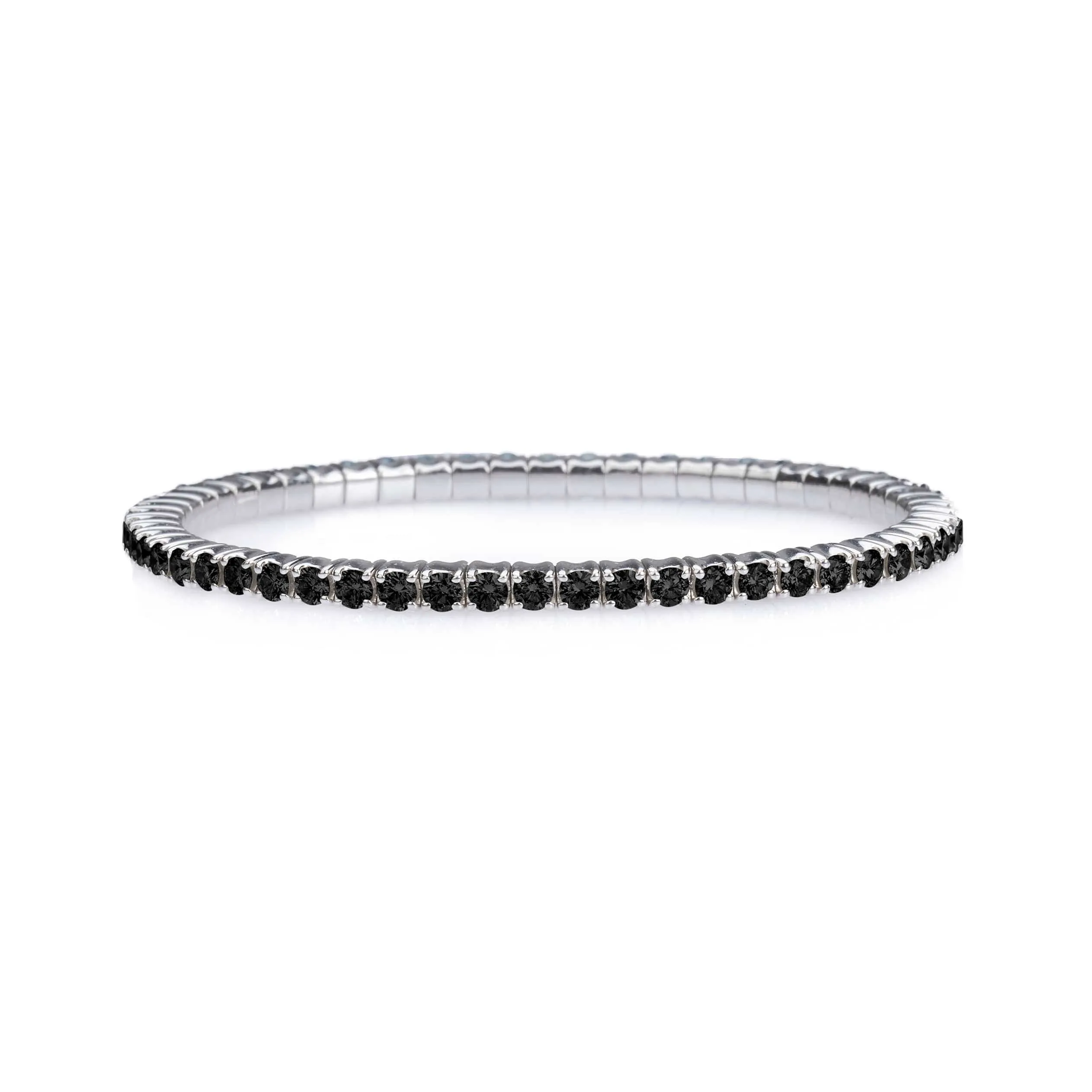 18K Stretch & Stack Black Round Diamond Tennis Bracelet, 2.5-6.6 Carats