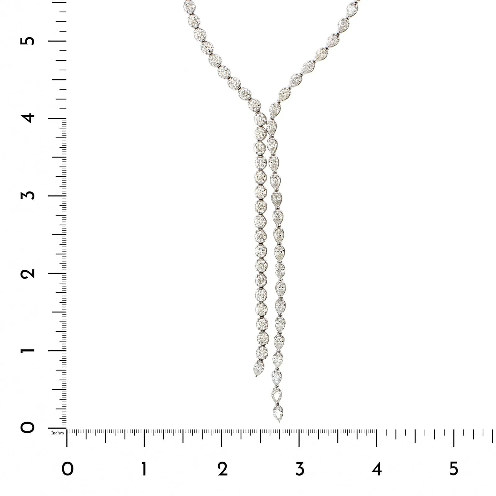 18K White Gold Diamond Lariat Style Necklace