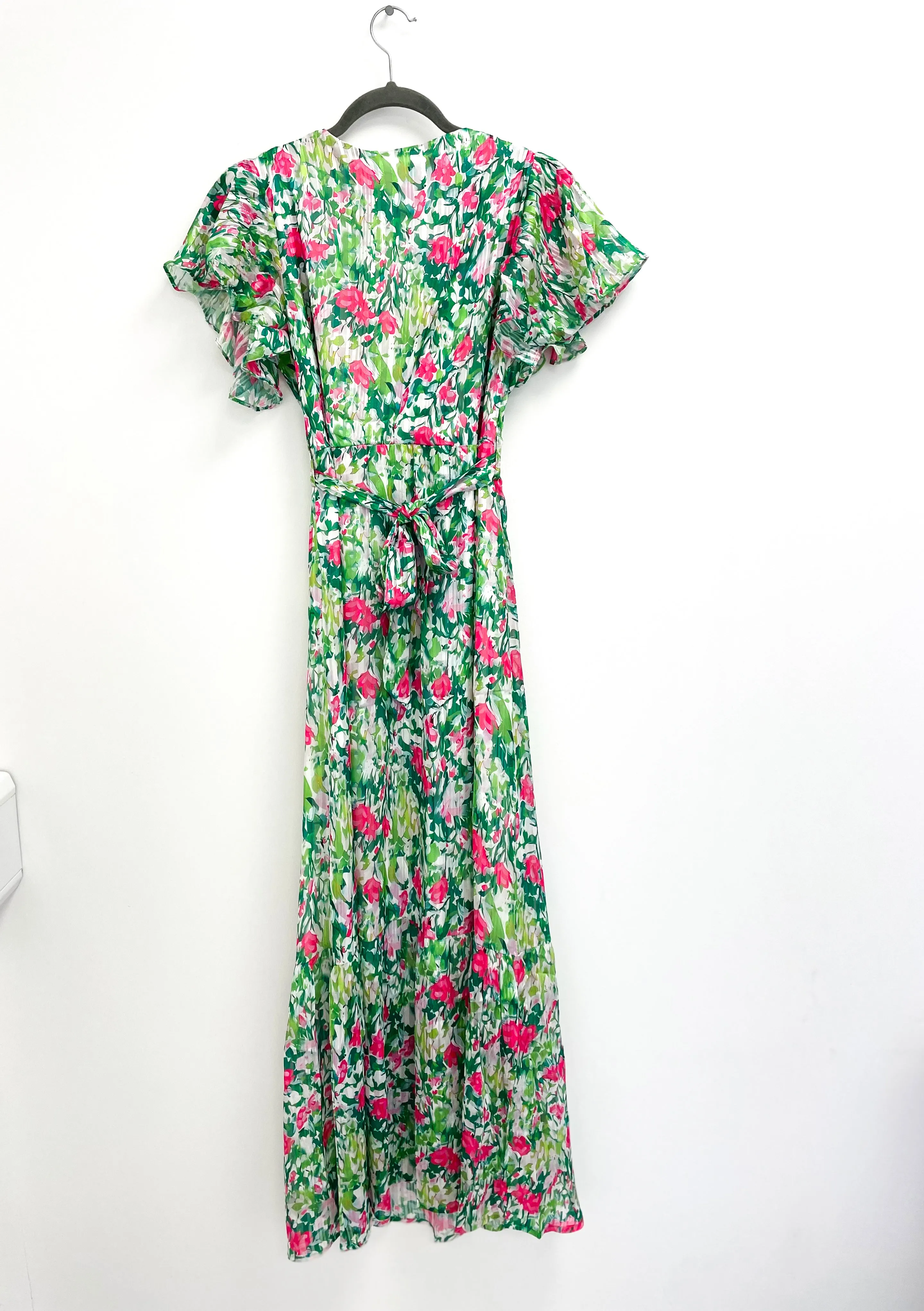 4-A1590 Green Floral Chiffon Midaxi