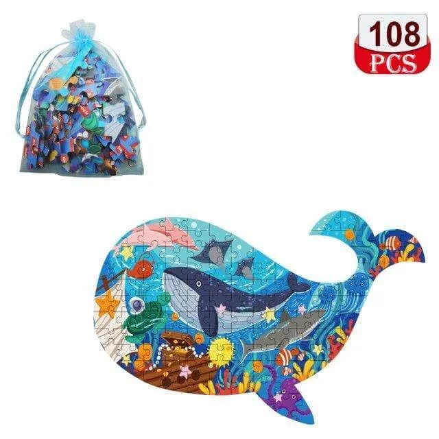 Animal Shapes Puzzle Dinosaurs Whale Jigsaw Unique Kids Puzzles Educational Child Games Toys Christmas Gifts For Children