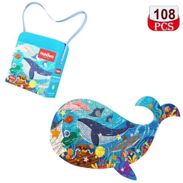 Animal Shapes Puzzle Dinosaurs Whale Jigsaw Unique Kids Puzzles Educational Child Games Toys Christmas Gifts For Children