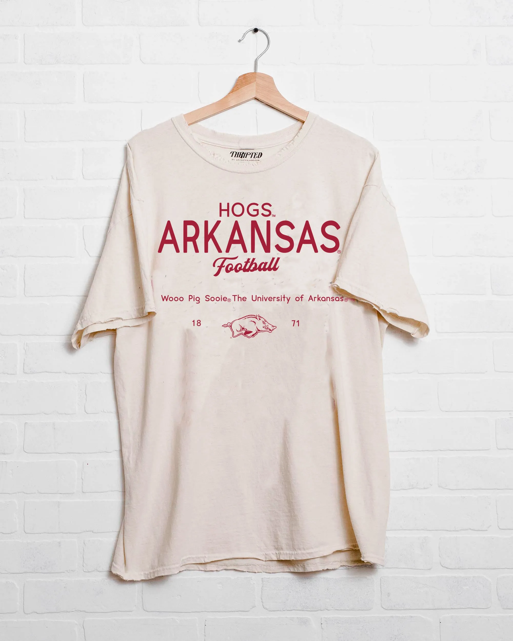 Arkansas Razorbacks Shot Off Off White Thrifted Tee