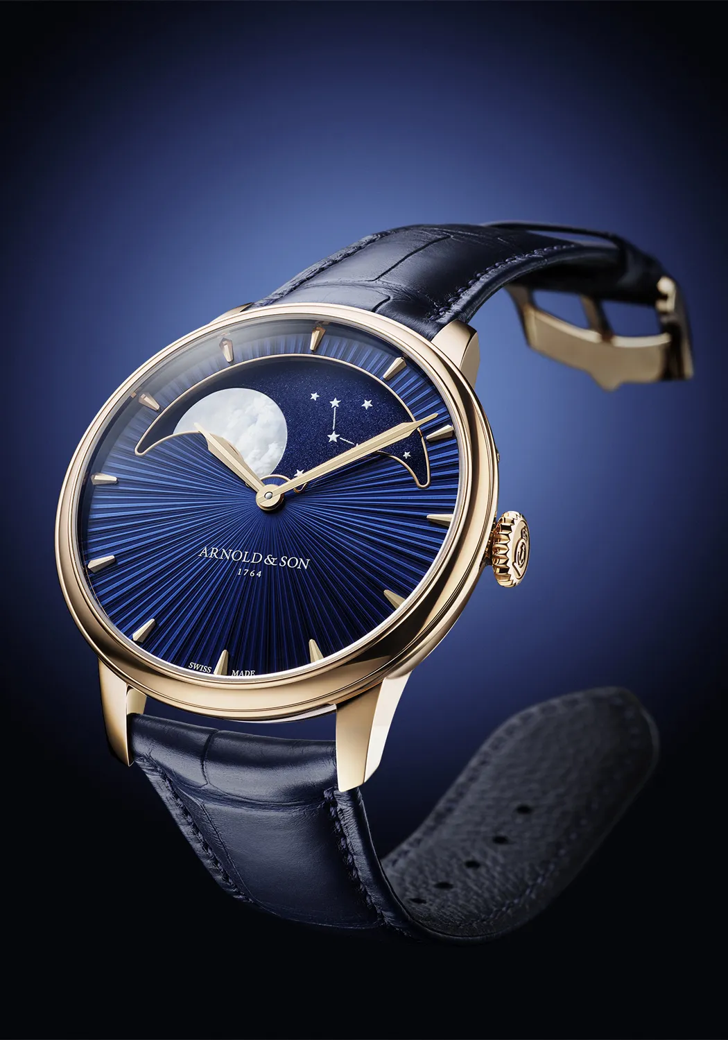 Arnold & Son Perpetual Moon 41.5 Gold Blue Stellar Rays | LE88