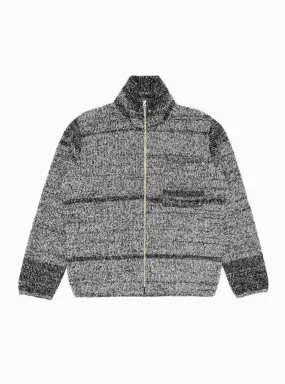 Boucle Zip Up Cardigan Grey Mix