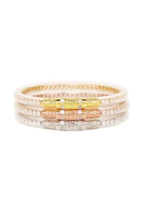 BUDHAGIRL Three Queens Bangles in Clear Crystal