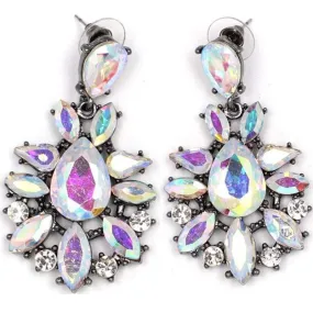 Chandelier Sparkle Multi White Statement Earrings