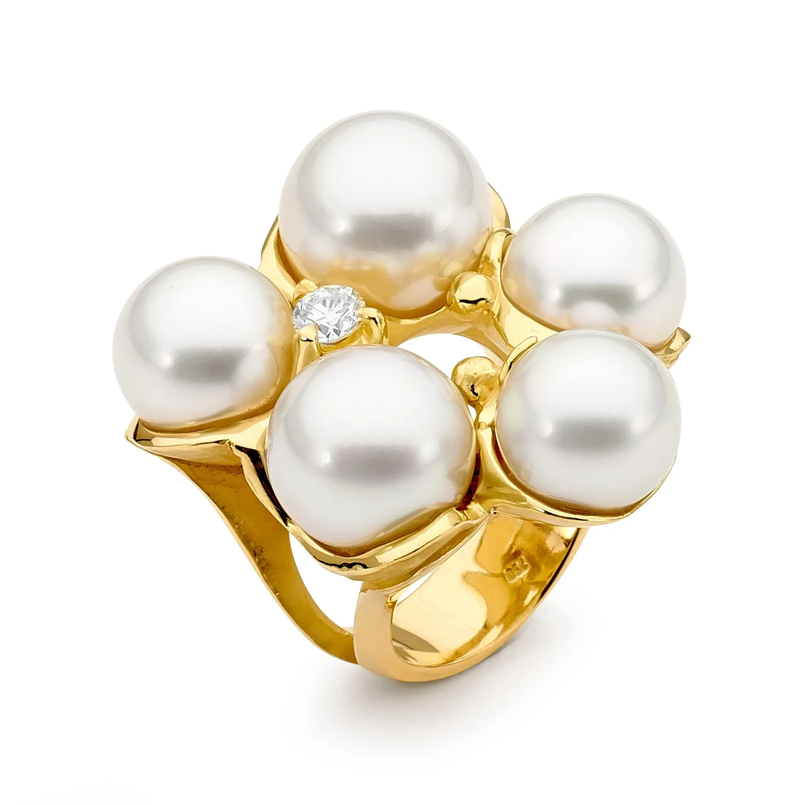 Cluster Pearl and Diamond Ring