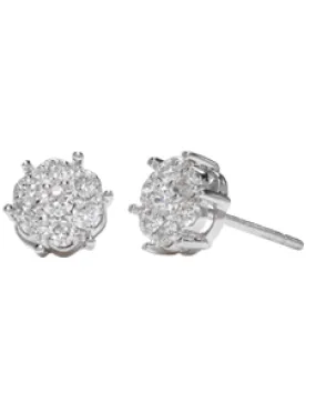 Diamond Cluster Stud Earrings