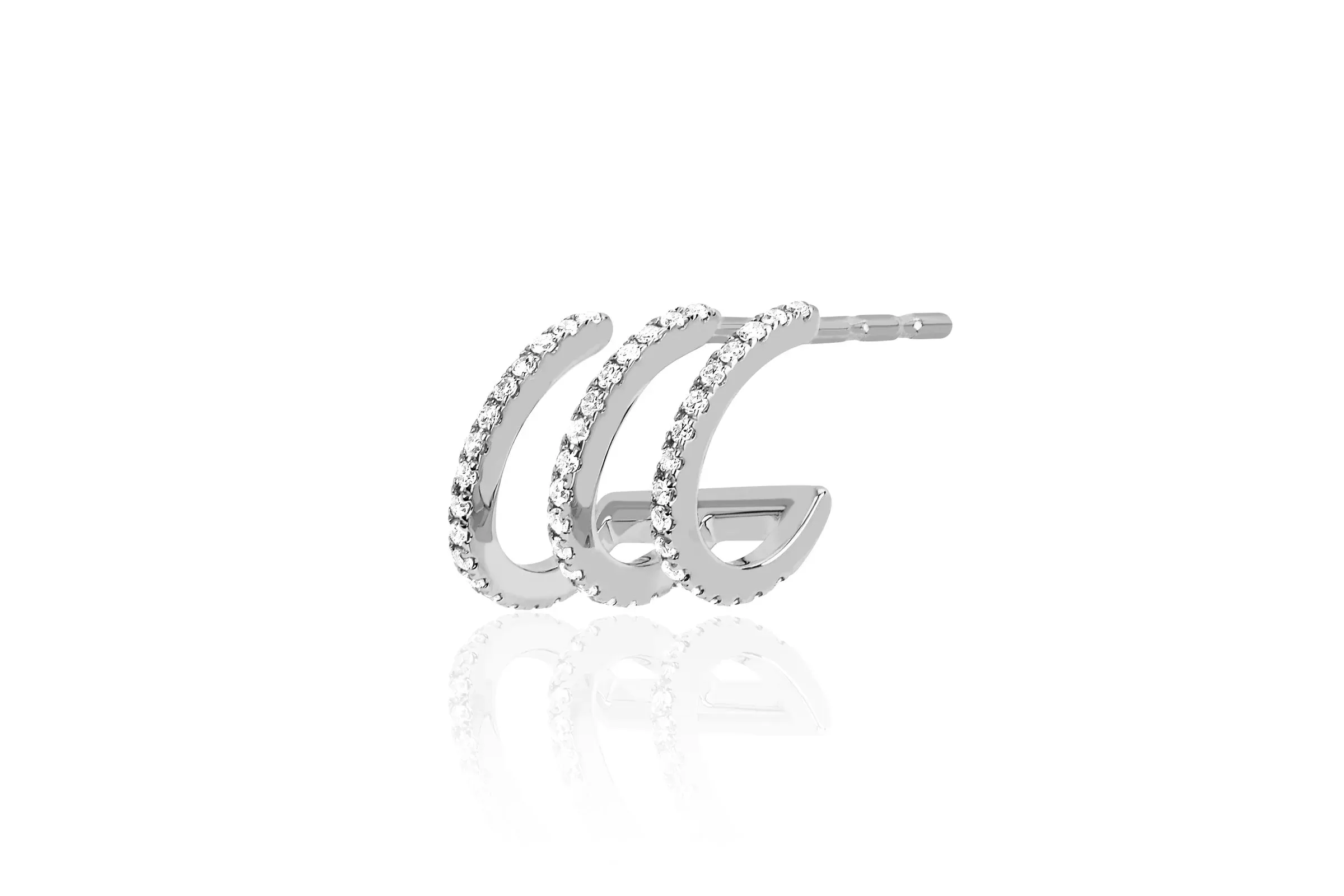 Diamond Triple Huggie Illusion Stud Earring