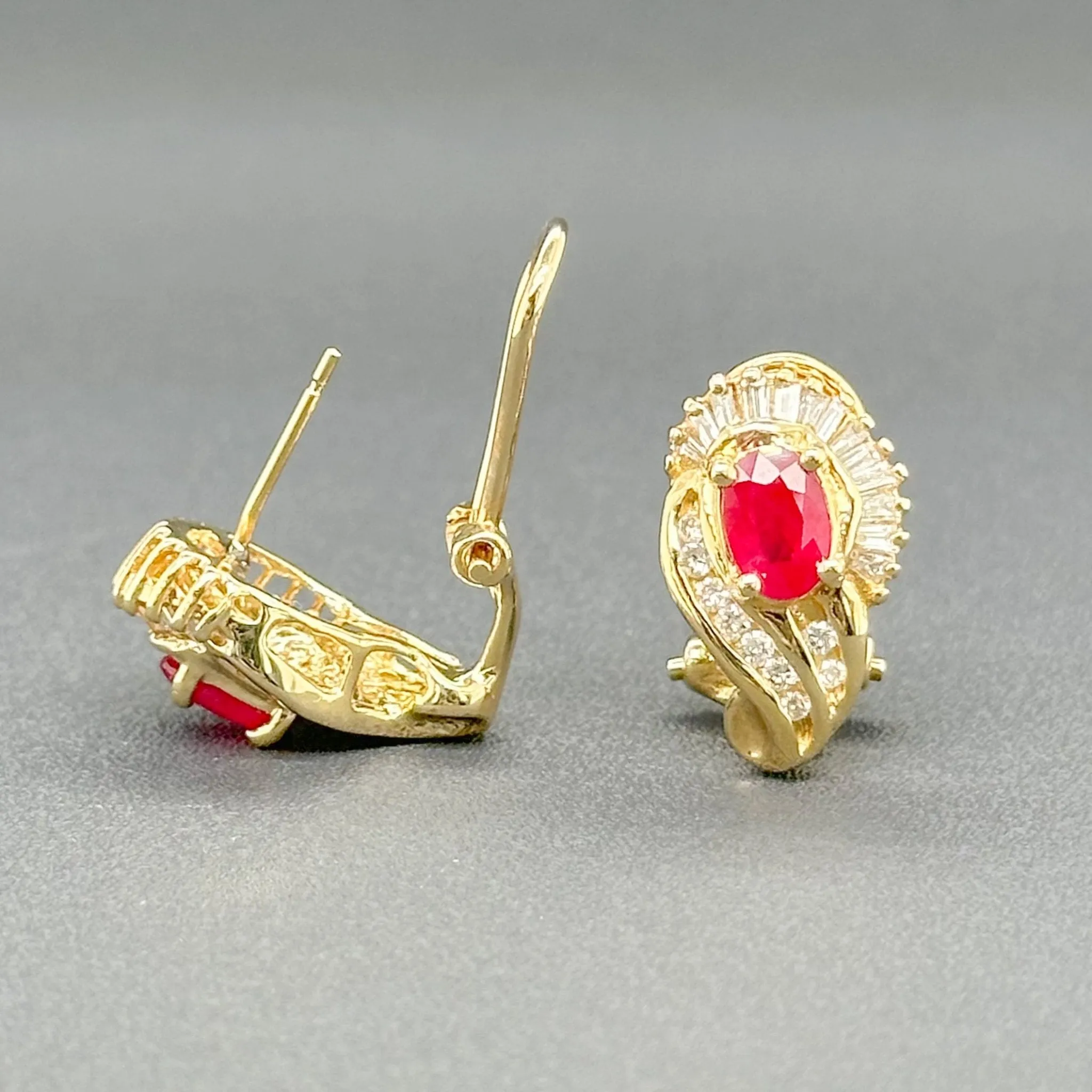 Estate 14K Y Gold 1.14ctw Ruby & 0.63ctw G-H/SI1-I1 Diamond Earrings