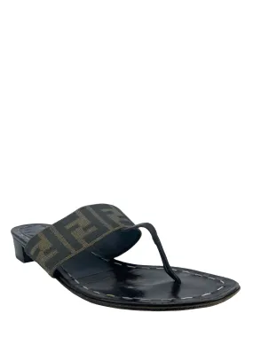 FENDI Zucca Canvas Thong Sandals Size 9.5