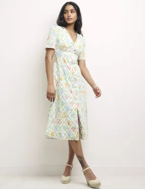 Floral Broderie Alexa Midi Dress