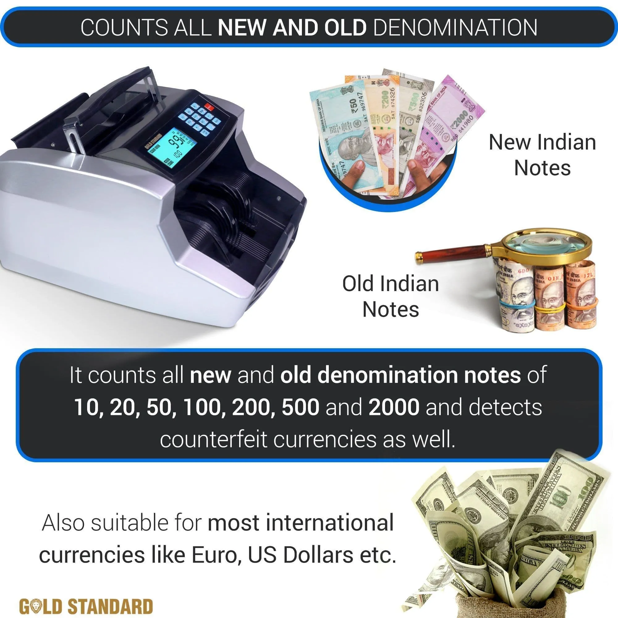 Goldstandard USA Currency Cash Note Counting Machine 3001