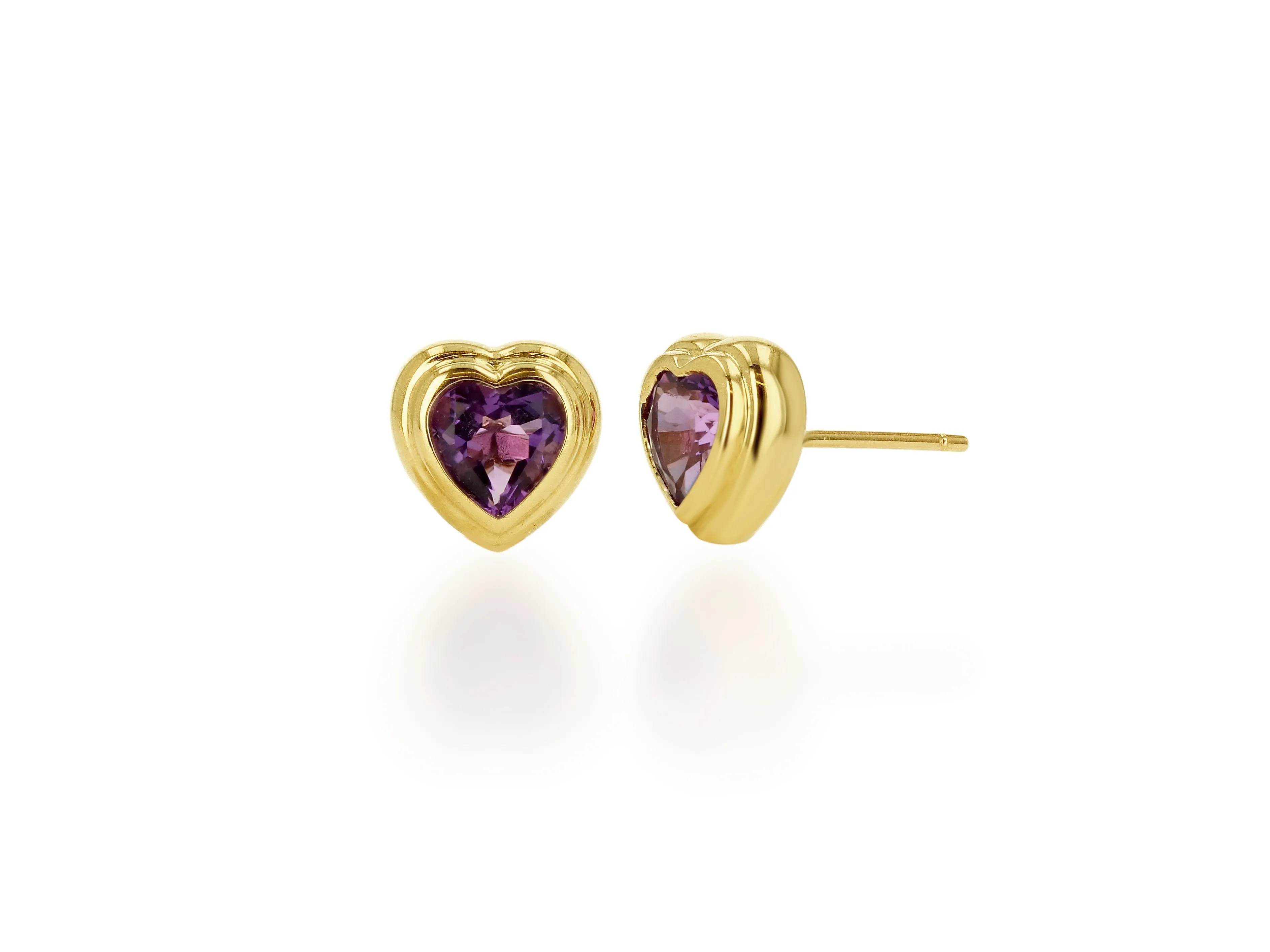 Heart Double Bezel Stud Earrings