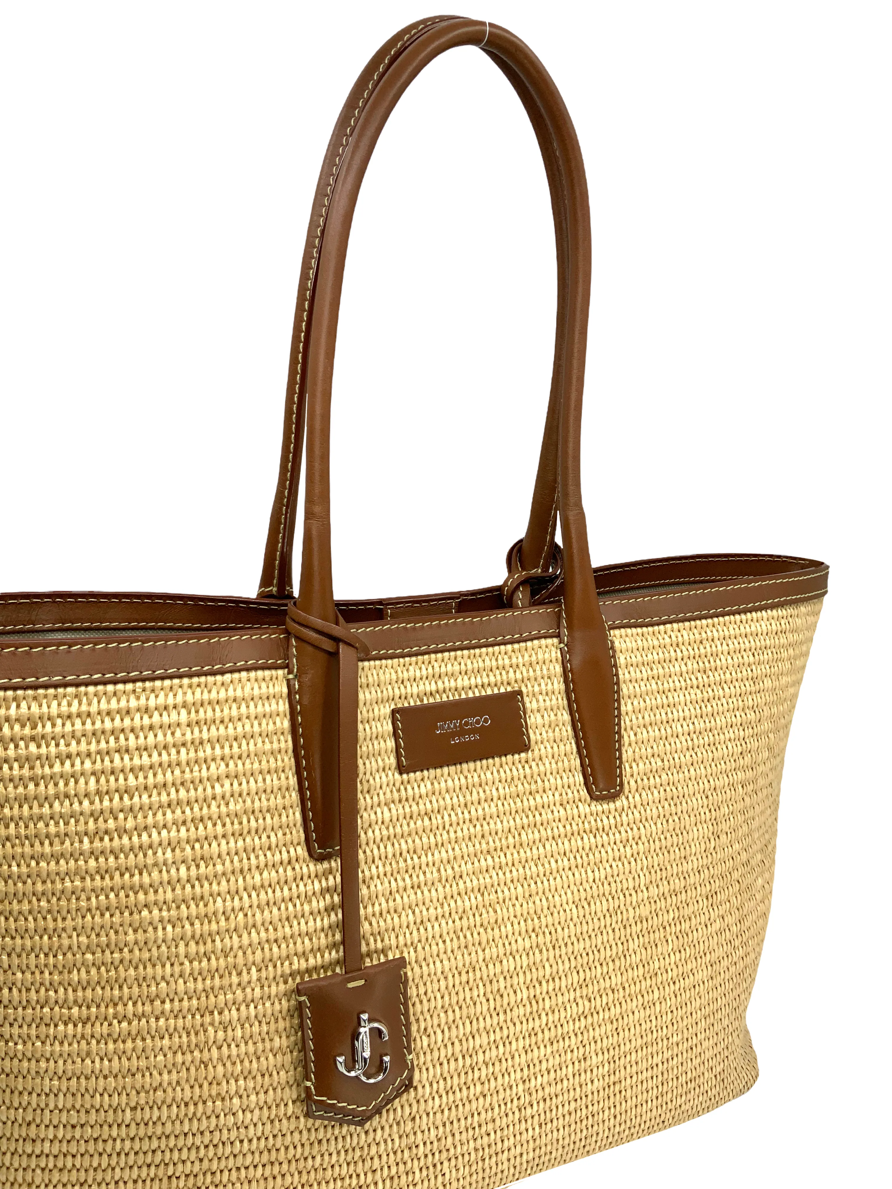 Jimmy Choo Nine2Five Raffia & Leather Tote