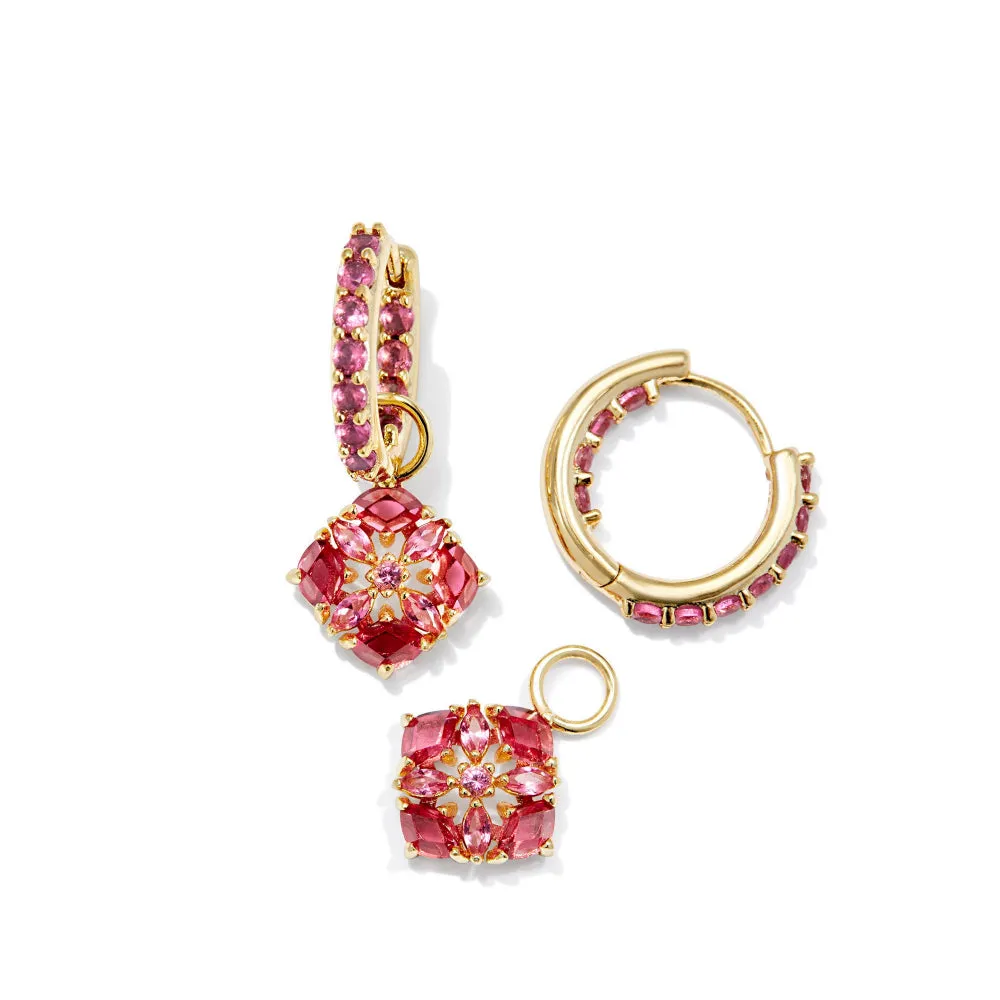 Kendra Scott Dira Crystal Huggie Earrings - Gold Pink Mix