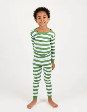 Kids Green & White Stripes Pajamas