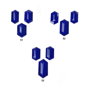 Lapis Lazuli Gemstone Step Cut : Natural Untreated Unheated Blue Lapis Hexagon Shape 3pcs Set