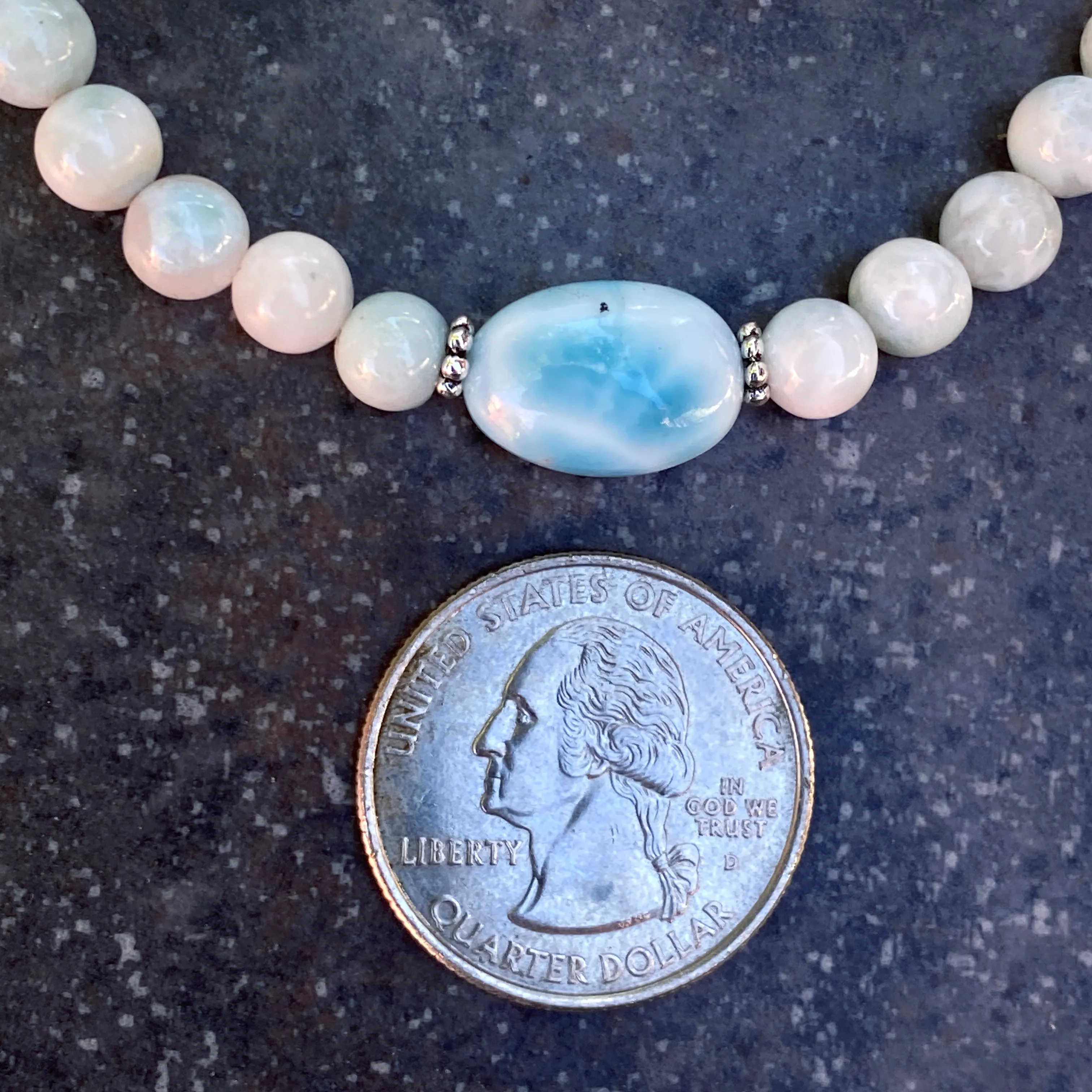 Larimar and Sterling Silver Beaded Bracelet