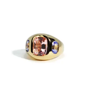 Lauren K - Gypsy Ring with Pink Tourmaline and Tanzanite, 18k Yellow Gold