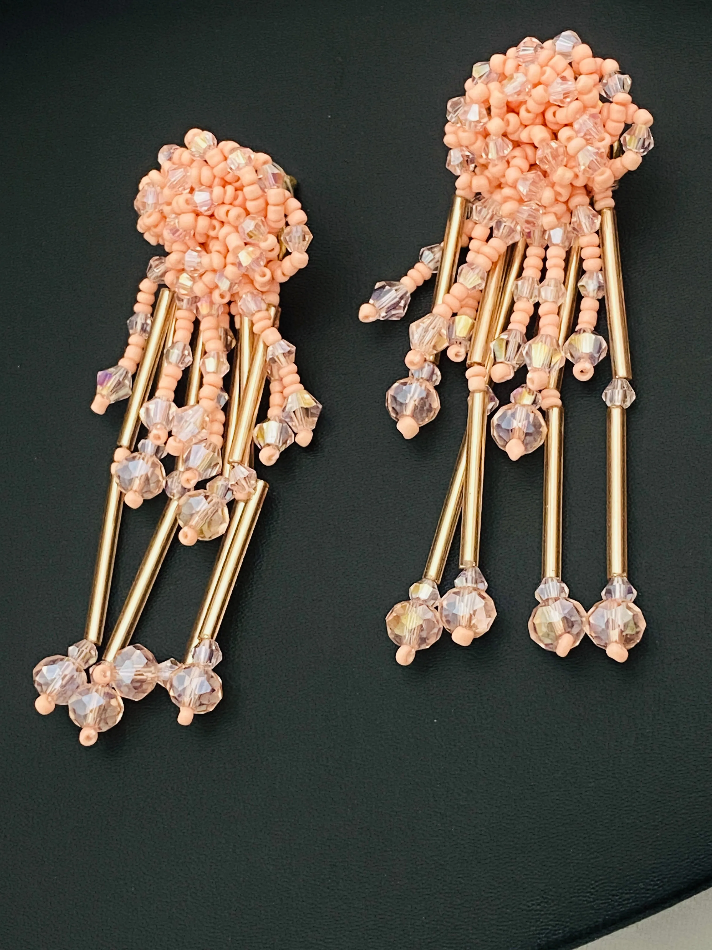 Lovely Pink Hanging Fancy Crystal Earrings