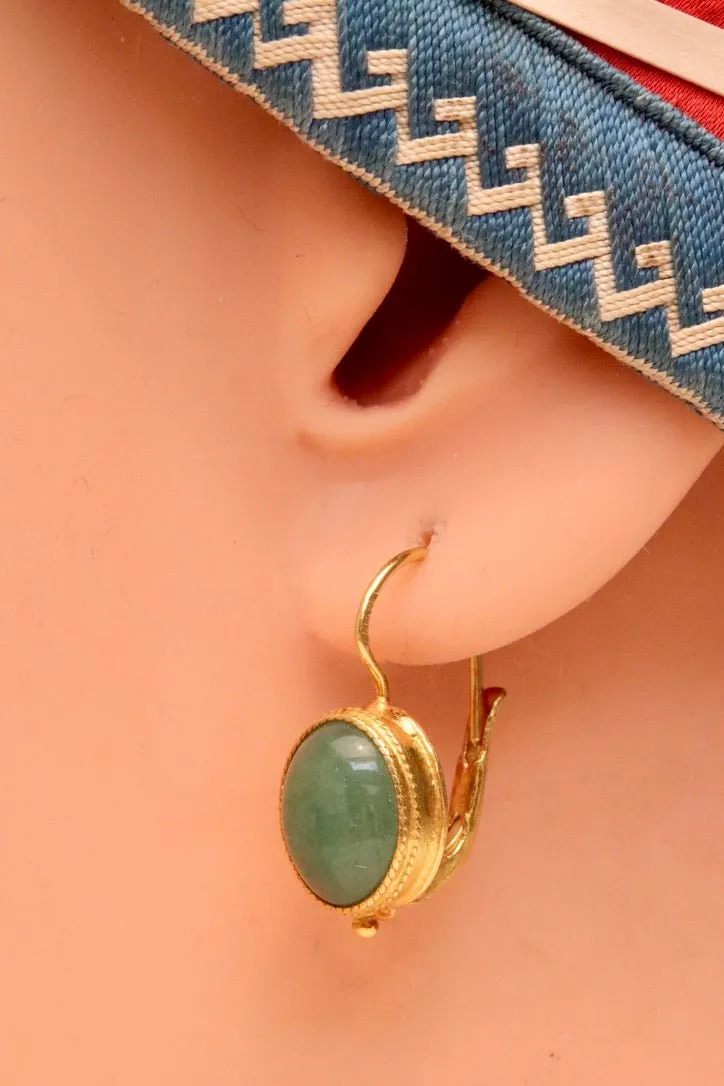 Maharashtra 14k Gold and Aventurine Earrings