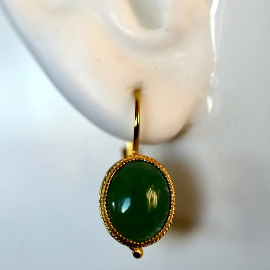 Maharashtra 14k Gold and Aventurine Earrings