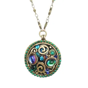 Michal Golan Emerald Crystal Medallion Necklace