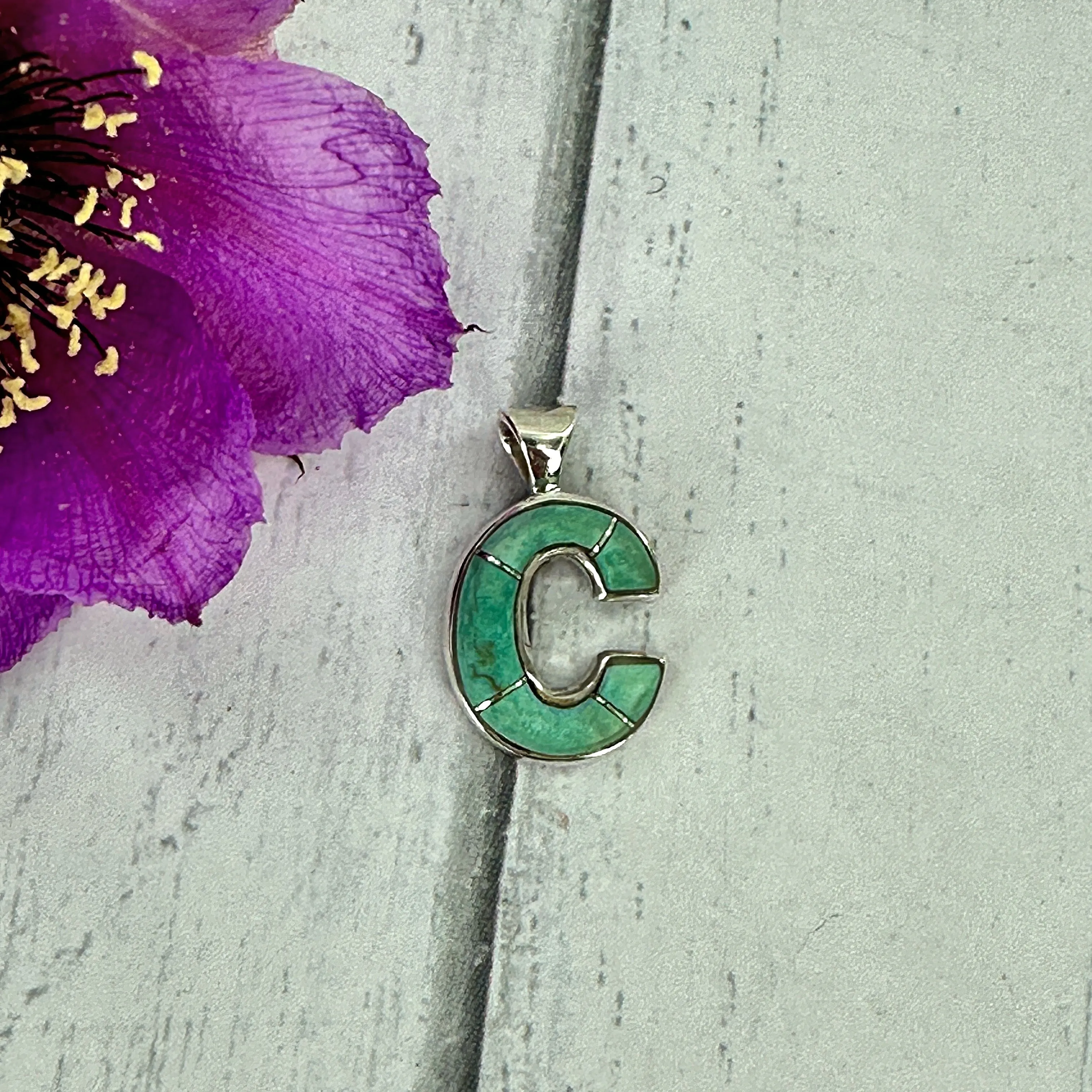 Mini Initial Pendant {Turquoise}