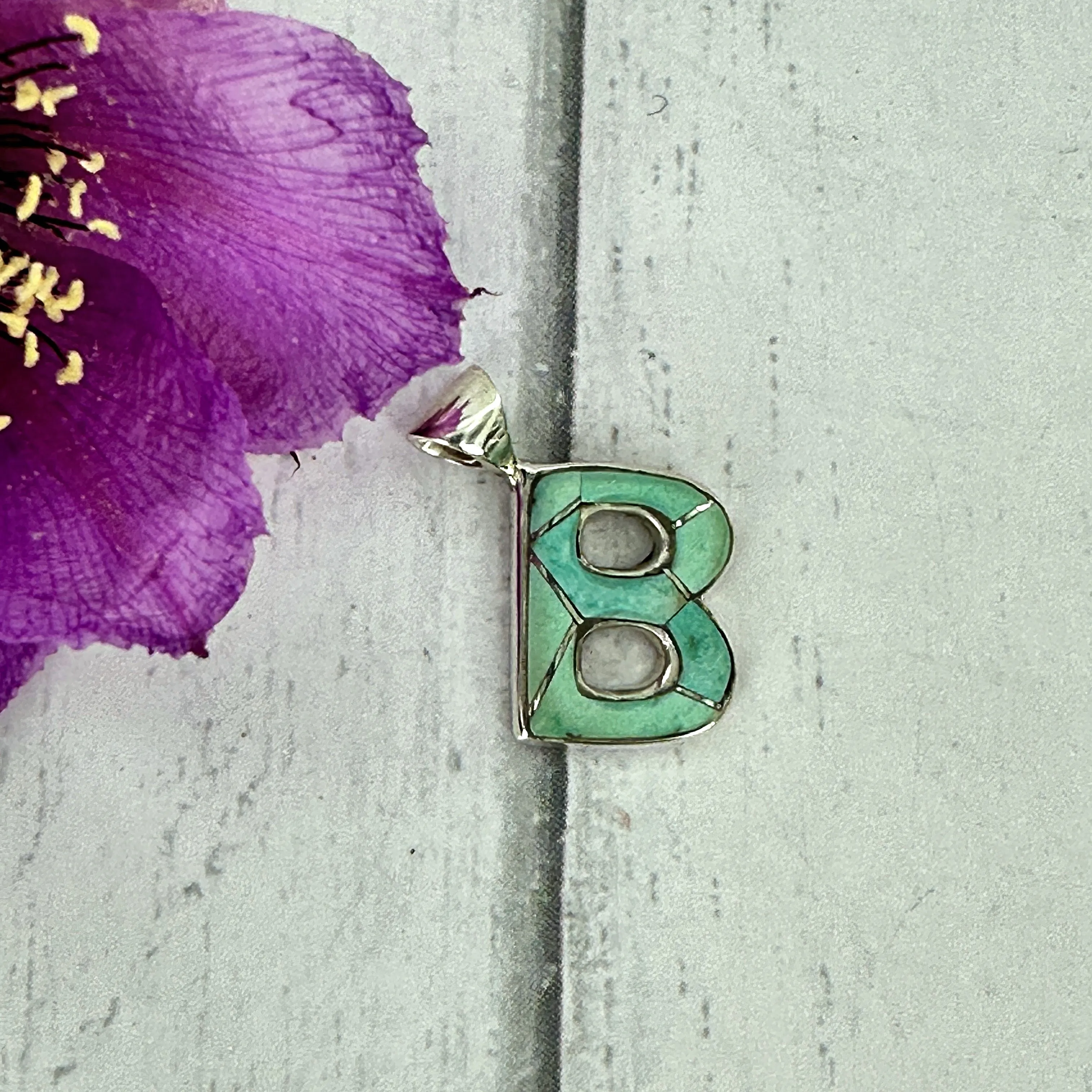 Mini Initial Pendant {Turquoise}