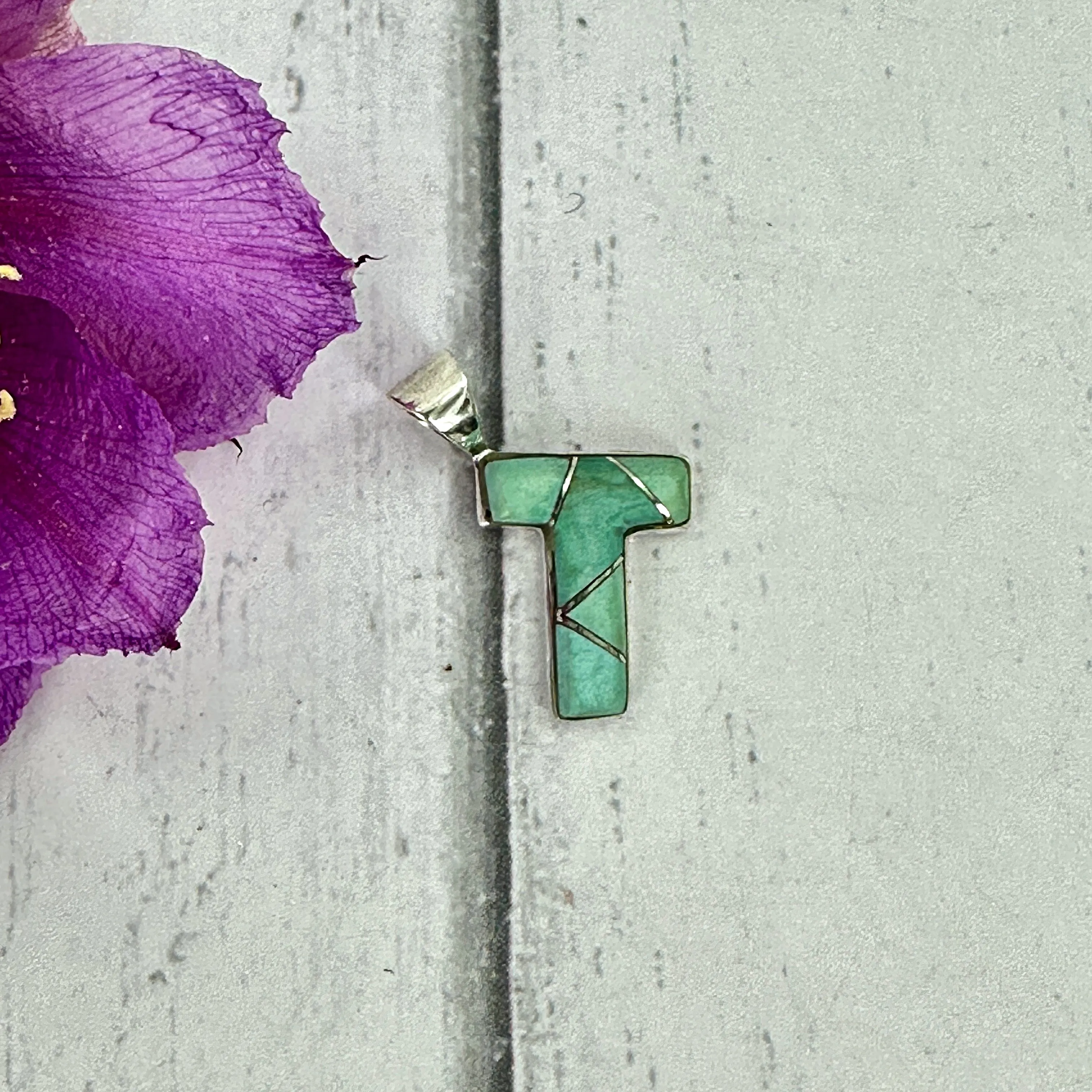 Mini Initial Pendant {Turquoise}