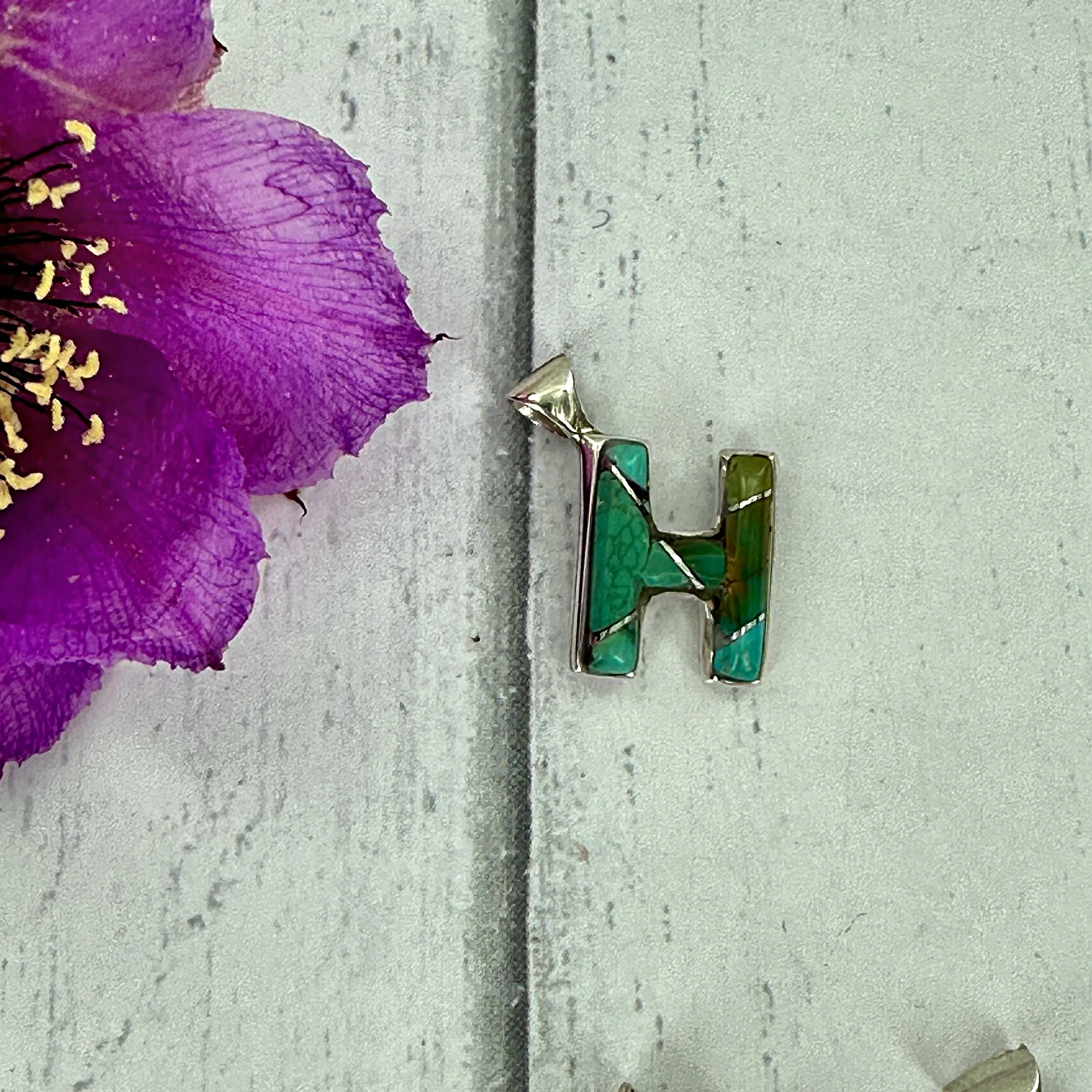 Mini Initial Pendant {Turquoise}