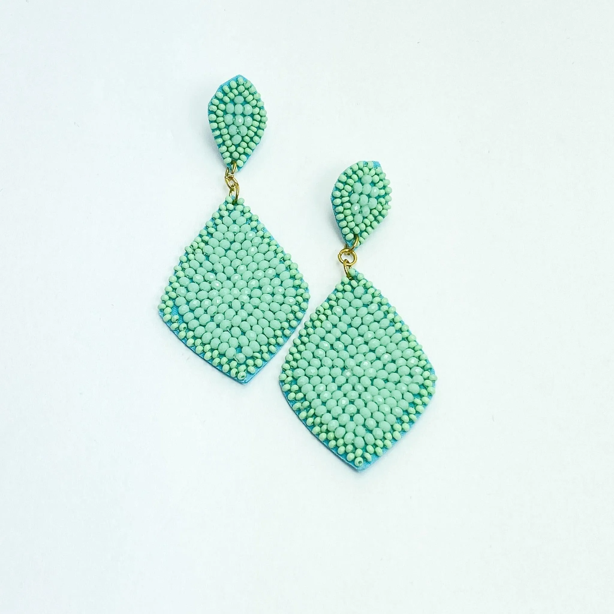 Mint Beaded Statement Earrings