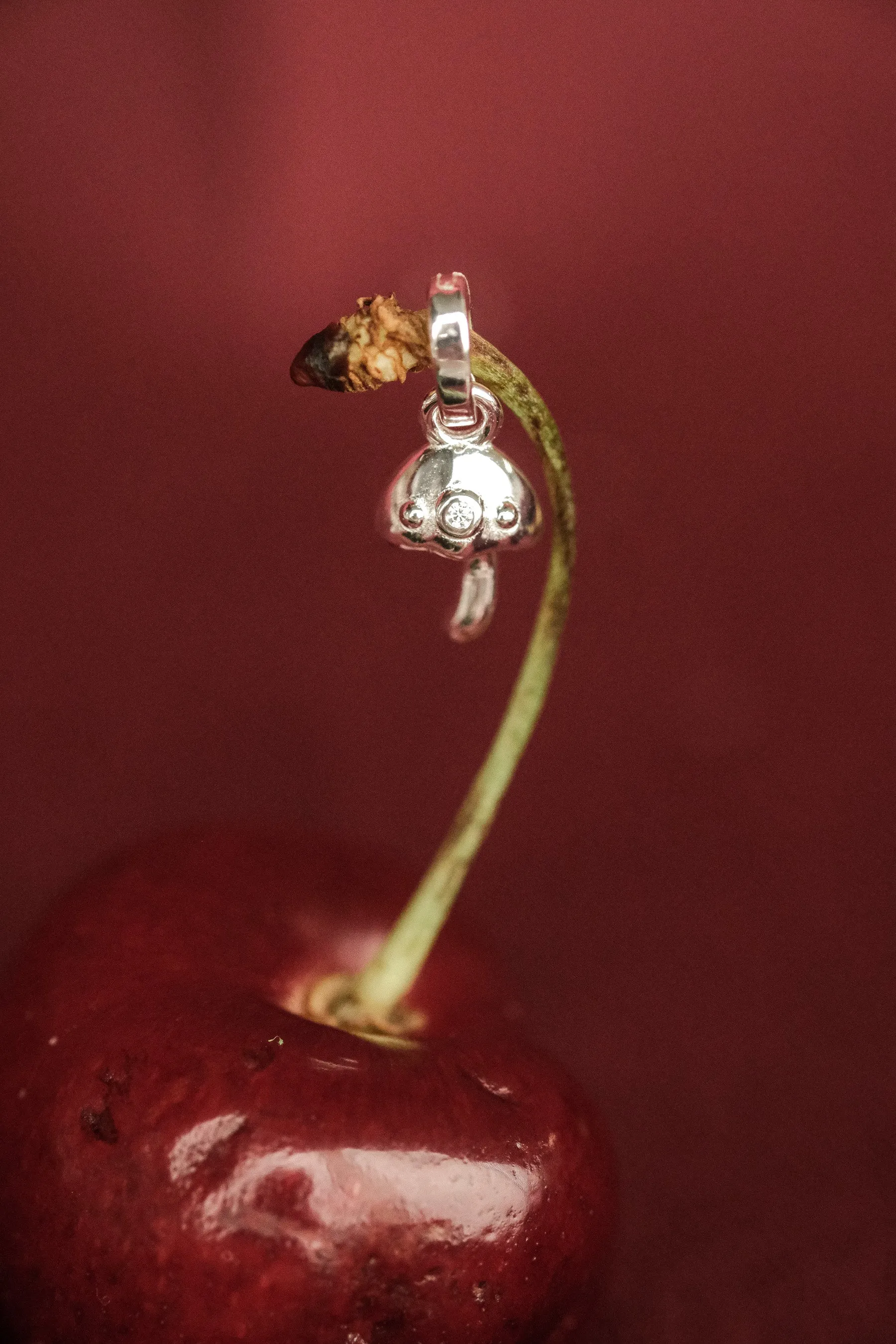 Mushroom Pendant Charm - Sterling Silver