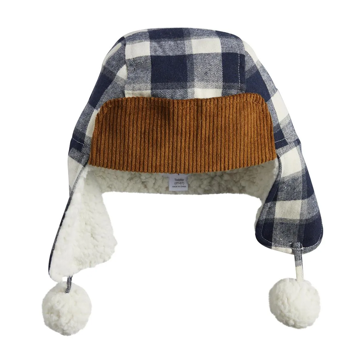 Navy Flannel Sherpa Hat