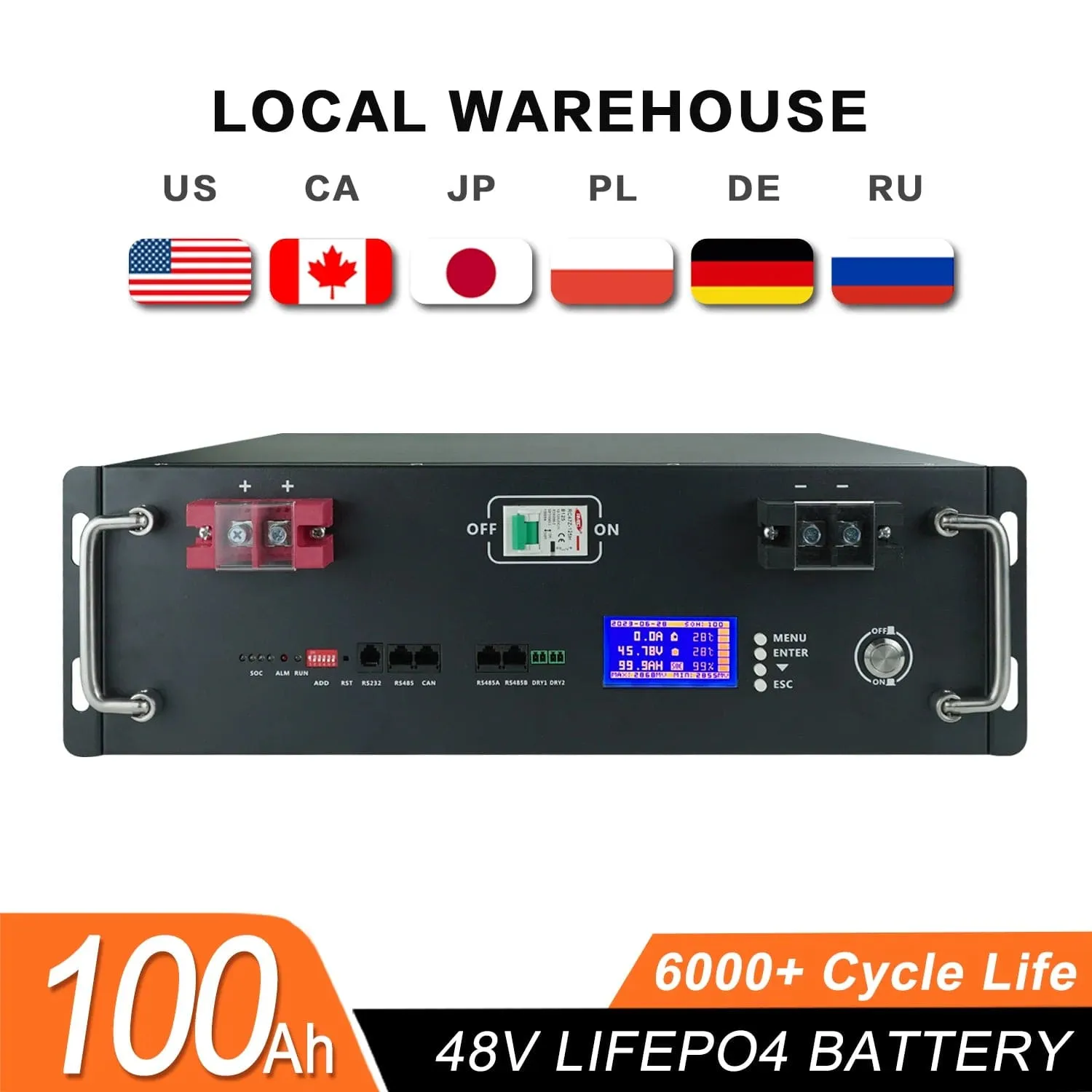 New 48V 100Ah LiFePo4 Battery Pack 51.2V 5kw Lithium Iron Phosphate Batteries 16S 100A Built-in BMS 48V 50AH 200AH Pack No Tax