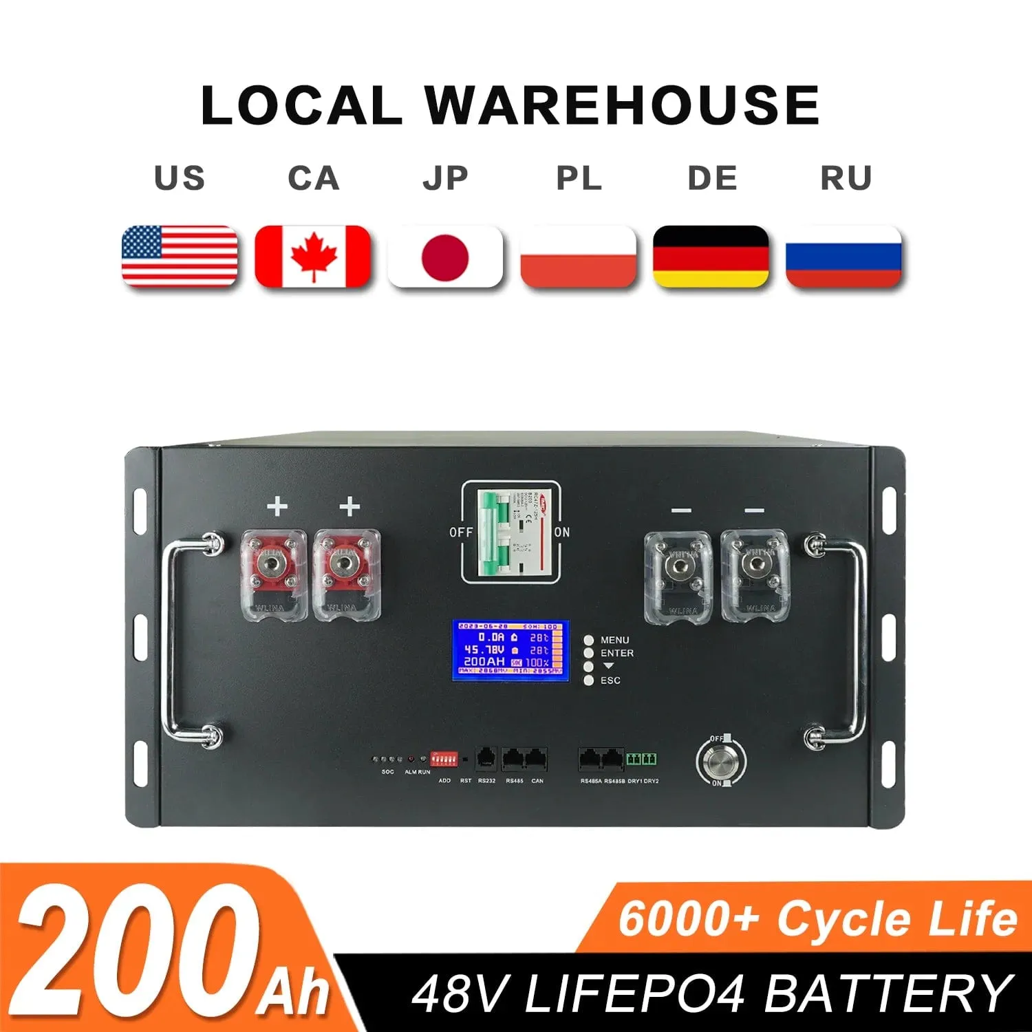 New 48V 100Ah LiFePo4 Battery Pack 51.2V 5kw Lithium Iron Phosphate Batteries 16S 100A Built-in BMS 48V 50AH 200AH Pack No Tax