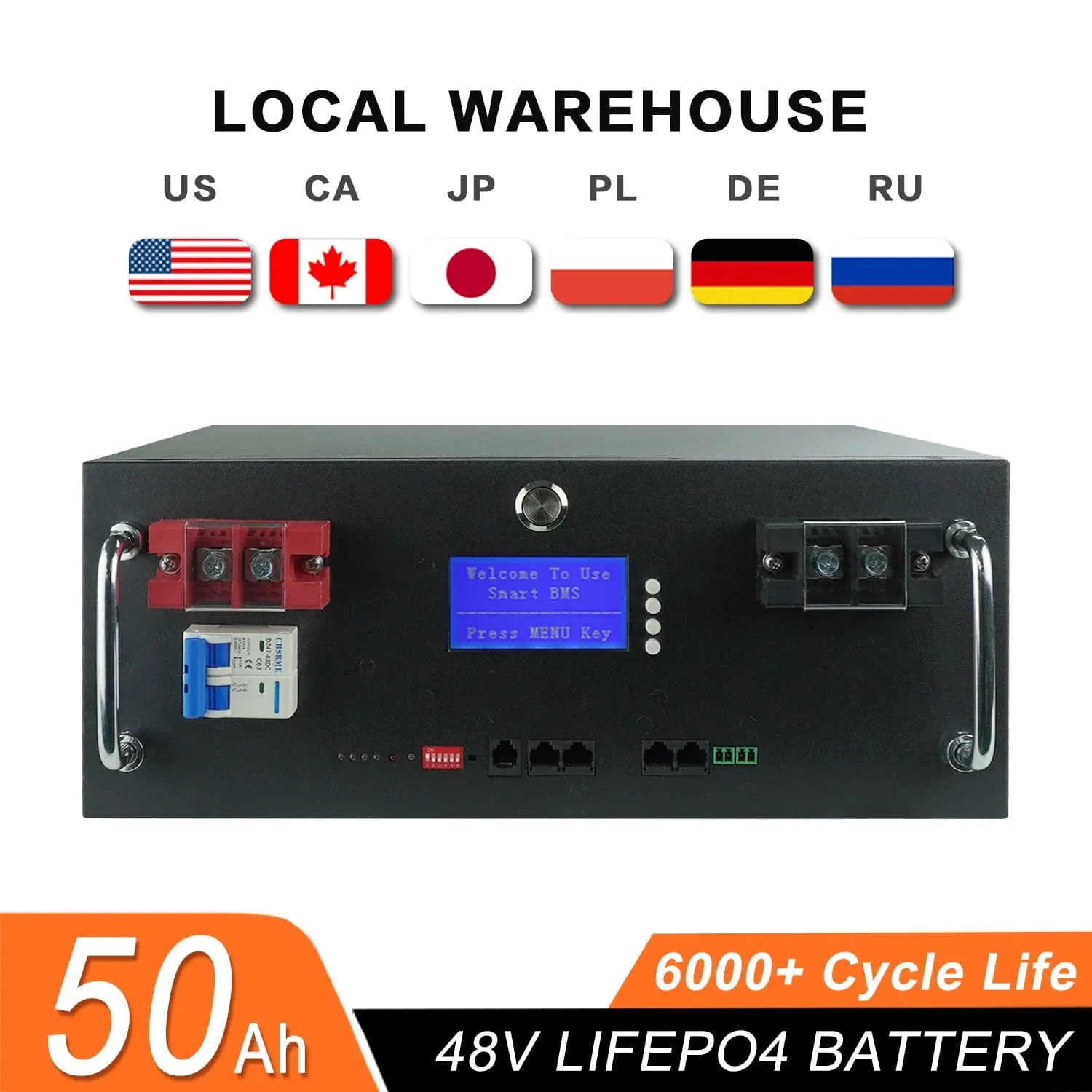 New 48V 100Ah LiFePo4 Battery Pack 51.2V 5kw Lithium Iron Phosphate Batteries 16S 100A Built-in BMS 48V 50AH 200AH Pack No Tax