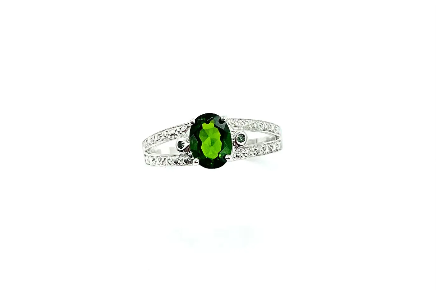 Peridot Ring in 10k White Gold