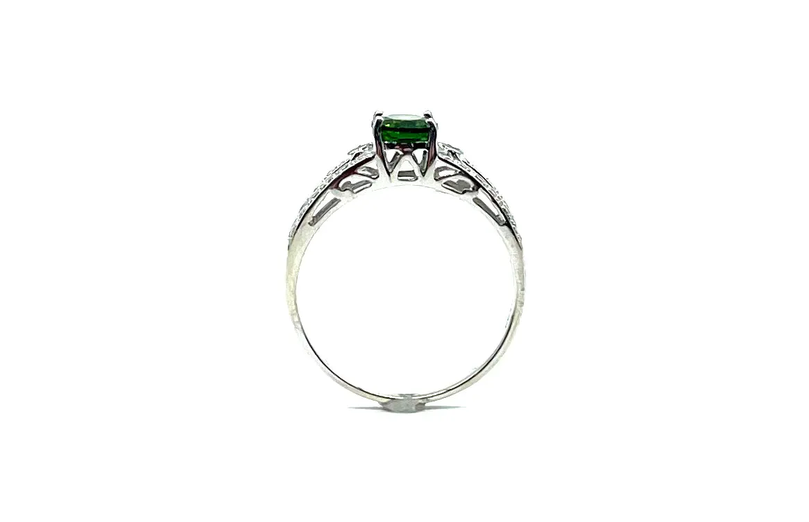 Peridot Ring in 10k White Gold