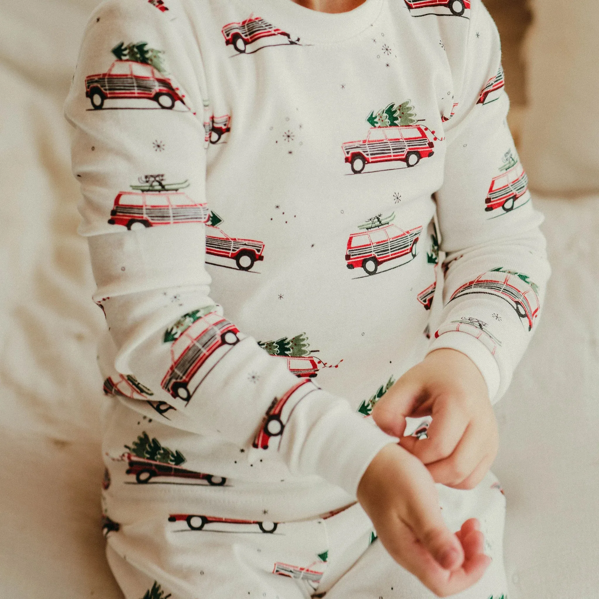 Petit Lem 2pc PJ Set w/Festive Print _Off-White 22HRS63424K-101