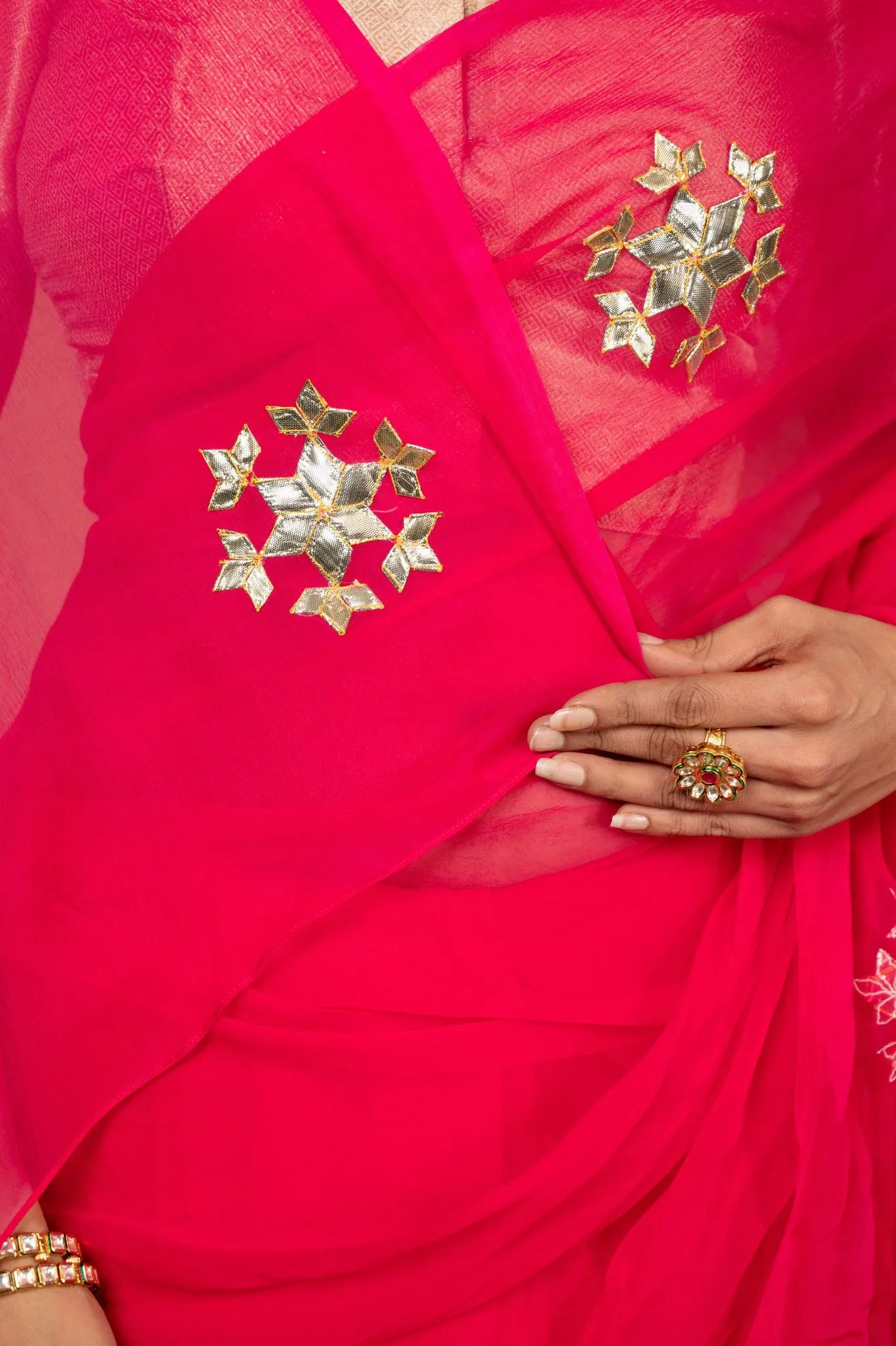 Pink Chiffon Saree