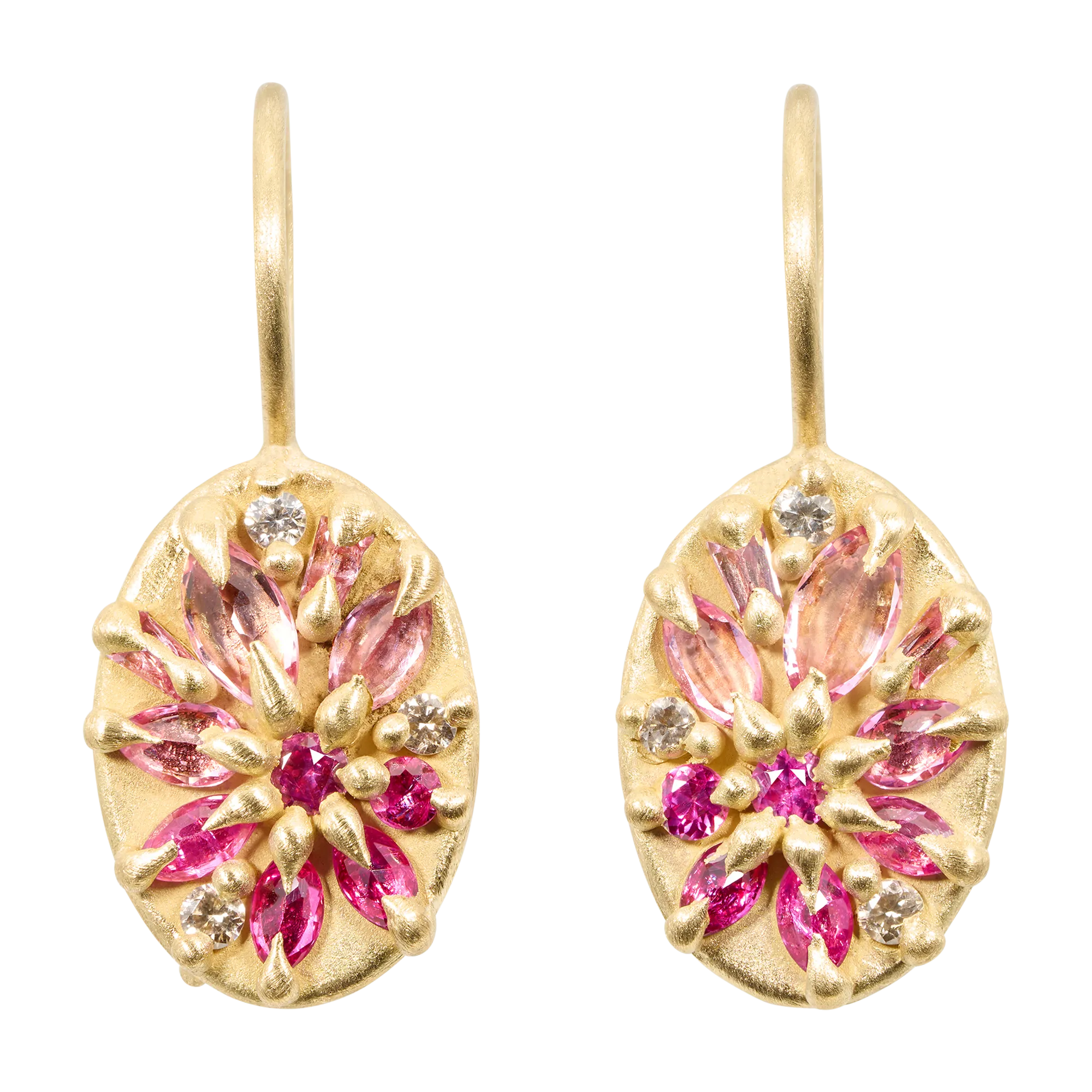 Pink Lotus Hook Earrings - 11668