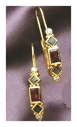 Pollaiuolo 14k Gold, Garnet, Emerald and Diamond Earrings