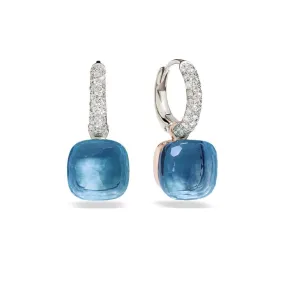 Pomellato - Nudo - Earrings with London Blue Topaz and Diamonds, 18k White and Rose Gold