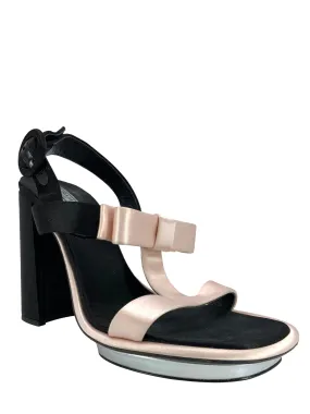 PRADA Satin Bow Embellished T Strap Block Heel Sandals Size 9