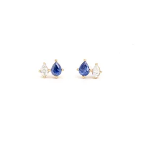 Premier Amigos Sapphire and Diamond Two Teardrop Studs