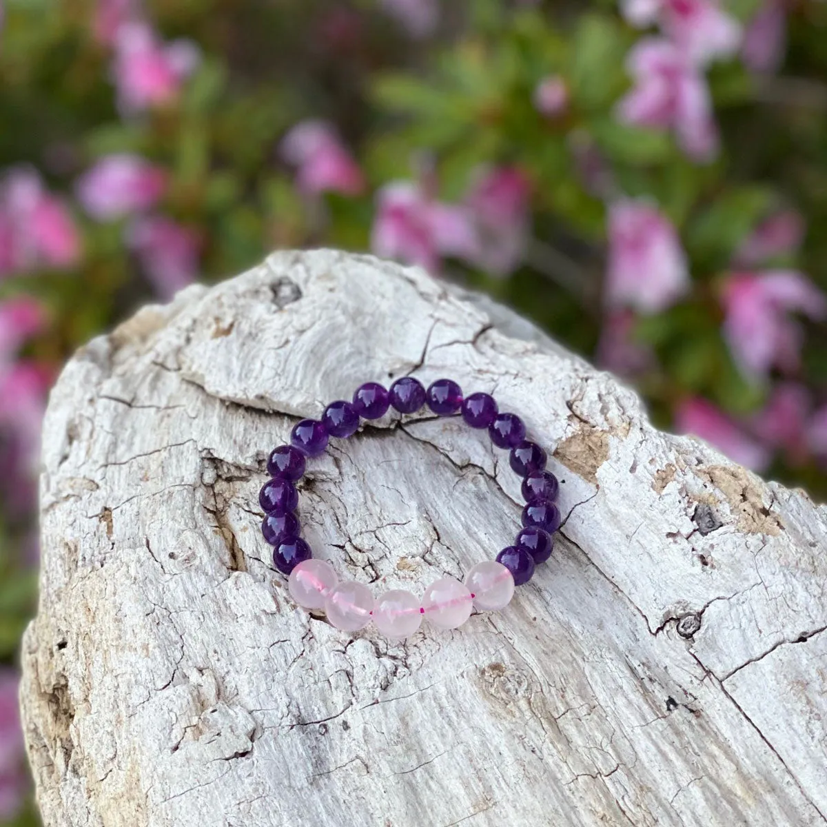 Rose Quartz and Amethyst Bracelet for Gratitude Practice