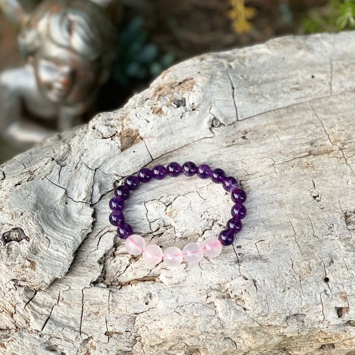 Rose Quartz and Amethyst Bracelet for Gratitude Practice